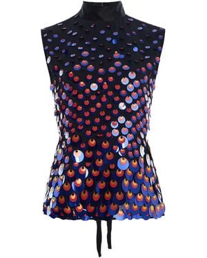 Christopher John Rogers Embellished Silk Top - Blue
