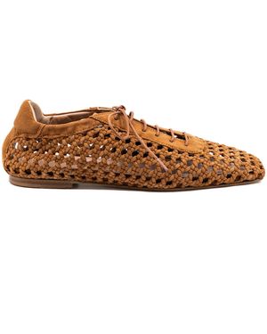 Andrea Gomez Antonia Woven Suede Oxford Flats - Brown