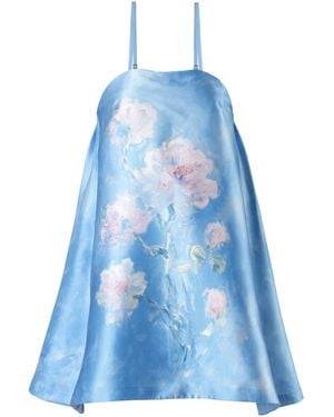 La Fuori Azure Blossom Mini Dress - Blue
