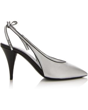 Miu Miu Metallic Leather Slingback Court Shoes