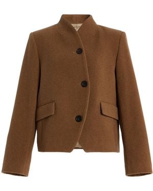 House of Dagmar Short Curved Wool-Blend Jacket - Brown
