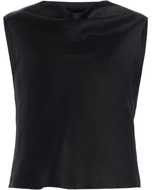Leset Barb Satin Shell Top - Black