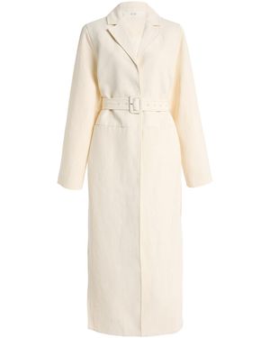 Co. Linen-Blend Belted Notch Llar At - Natural
