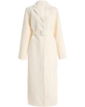 Co. Linen-Blend Belted Notch Llar At - Natural