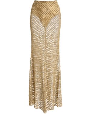 Twp Sheer Intent Sequined High-Rise Skirt - Natural