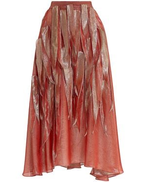 Maticevski Furnace Fringed Silk-Blend Midi Skirt - Red