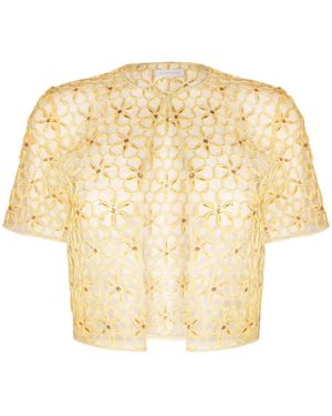 Naeem Khan Abstract Cording Bolero - Natural