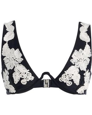 Jonathan Simkhai Rosie Embroidered Bikini Top - Black