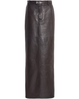Bottega Veneta Leather Column Maxi Skirt - Brown