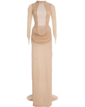 Burc Akyol Ruched Jersey Maxi Dress - Natural