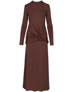 Johanna Ortiz Sail Shade Twisted Midi Dress - Brown