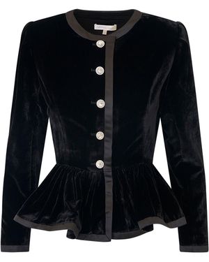LoveShackFancy Velouria Velvet Peplum Jacket - Black