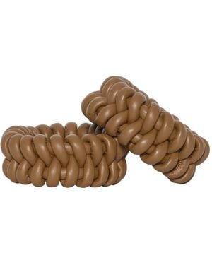 Johanna Ortiz Sculptural Monument Leather Bangle Set - Brown