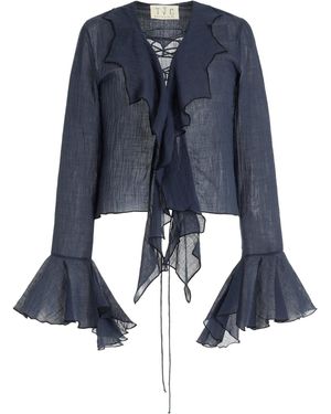 TG Botanical Exclusive Marie Cotton-linen Top - Blue