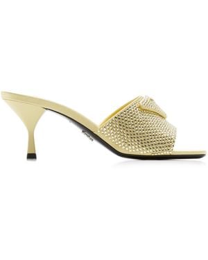 Prada Crystal-Covered Satin Sandals - Metallic