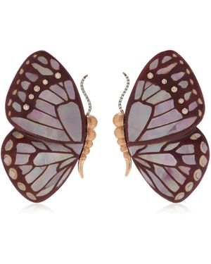 Silvia Furmanovich Marquetry Butterfly Earrings - Brown