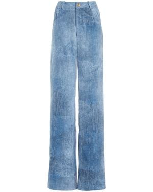 Brandon Maxwell The Reid Velvet Denim Straight-Leg Trousers - Blue