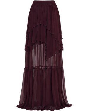 Andrés Pajón Mareah Ruffled Silk Chiffon Skirt - Purple