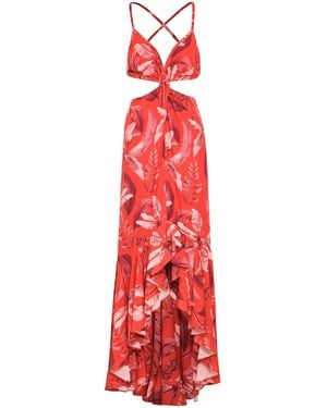 ANDRES OTALORA La Sierpe Cutout Printed Crepe Maxi Dress - Red