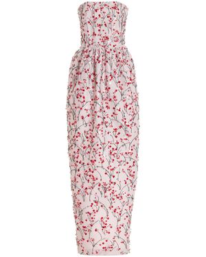 BERNADETTE Lena Floral-embroidered Crepe Maxi Dress - White
