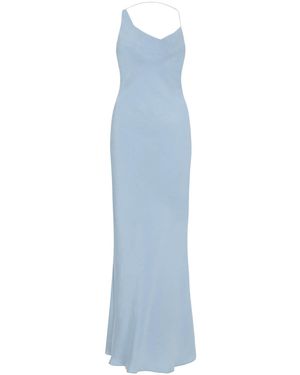 St. Agni Asymmetric Draped Twill Slip Dress - Blue