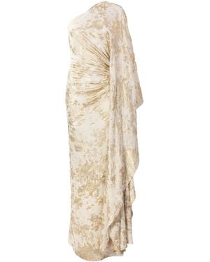 Silvia Tcherassi Afrodita Metallic Silk Jacquard Maxi Dress - Natural