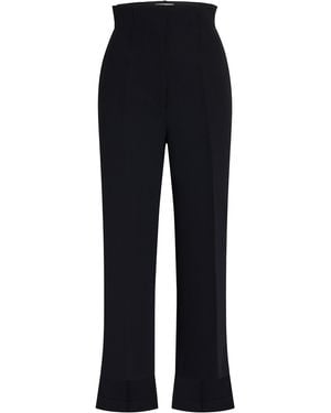KHAITE Rae High-Rise Crepe Cropped Trousers - Blue