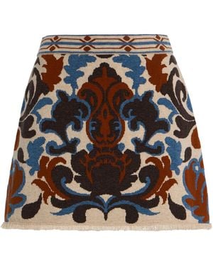 Cara Cara Lindy Fringed Wool-Cotton Jacquard Mini Skirt - Black