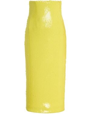 Sergio Hudson Sequined Midi Corset Skirt - Yellow