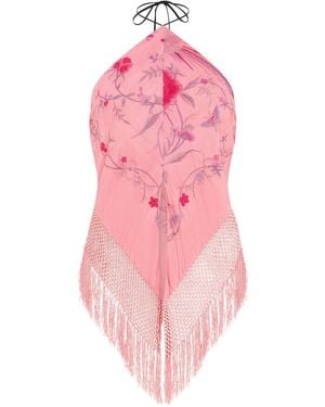 Conner Ives Silk Piano Shawl Top - Pink