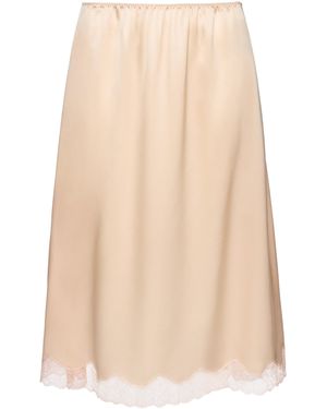 Magda Butrym Lace-Trimmed Silk Midi Skirt - Natural