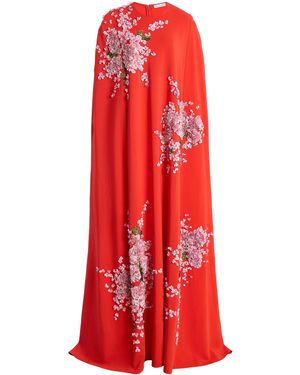 Oscar de la Renta Beaded Iris Caftan - Red