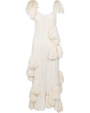 Heirlome Pom Pom Silk Maxi Dress - White