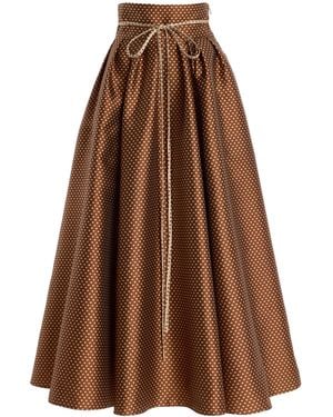 Rosie Assoulin Tie-Belted Satin Midi Skirt - Brown