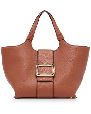 Roger Vivier Grand Viv' Choc Leather Tote Bag - Brown