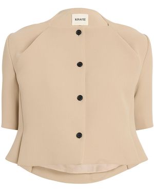 KHAITE Franc Crepe Peplum Jacket - Natural