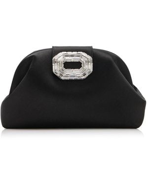 AMINA MUADDI Camelia Satin Clutch - Black
