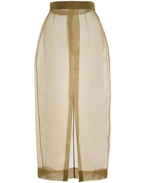 Burc Akyol Silk Organza Midi Skirt - Natural