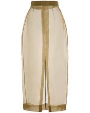 Burc Akyol Silk Organza Midi Skirt - Natural
