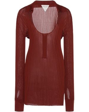 Bottega Veneta Ribbed Silk-blend Top - Red