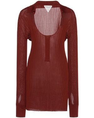 Bottega Veneta Ribbed Silk-blend Top - Red