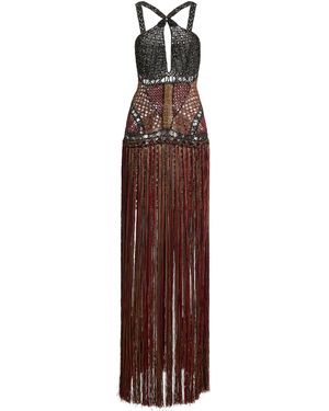 Andrea Almeida Savannah Crocheted Fringe Maxi Dress - Brown