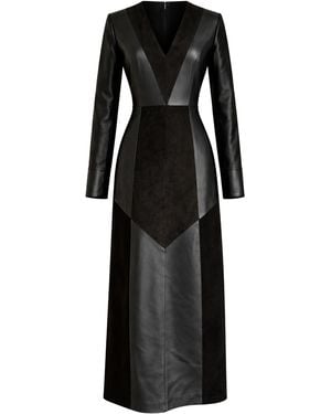 ZUT Yulong Leather-Trim Suede Maxi Dress - Black