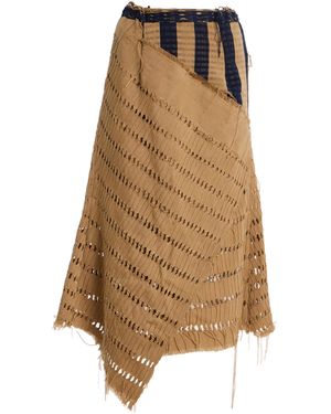 Busayo Nike Asymmetrical Openwork Cotton Skirt - Natural