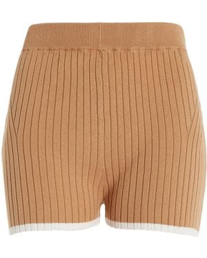 Matthew Bruch Ribbed-knit Cotton-blend Mini Shorts - Natural