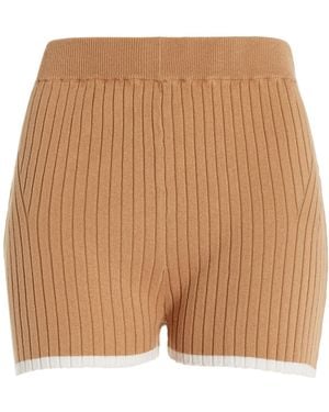 Matthew Bruch Ribbed-knit Cotton-blend Mini Shorts - Natural