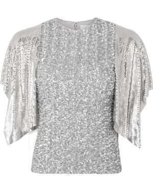 Rabanne Sequined Mesh Top - Grey