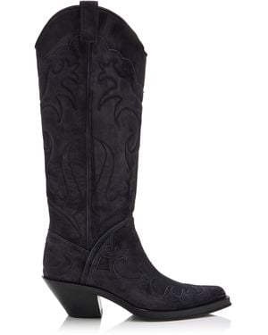 Gabriela Hearst Capitana Suede Western Boots - Black
