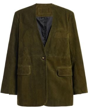 Sloan Exclusive Collarless Suede Blazer - Green
