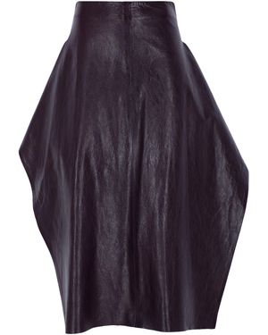Zeynep Arcay Flare Midi Leather Skirt - Blue
